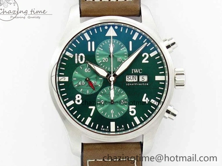 MIROTIME 0103 Pilot Chrono IW377726 ZF 1:1 Best Edition Green Dial on Brown Leather Strap A Trendsetting 7125